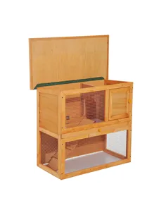 Pawhut Wooden 90cm 2 Tiers Guinea Pigs Hutches