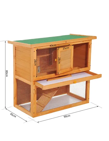 Pawhut Wooden 90cm 2 Tiers Guinea Pigs Hutches