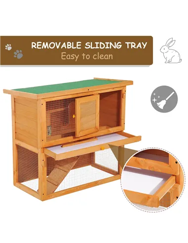 Pawhut Wooden 90cm 2 Tiers Guinea Pigs Hutches