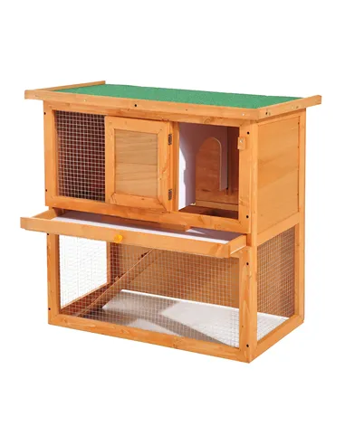 Pawhut Wooden 90cm 2 Tiers Guinea Pigs Hutches