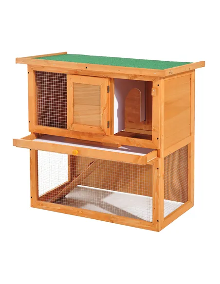 Pawhut Wooden 90cm 2 Tiers Guinea Pigs Hutches