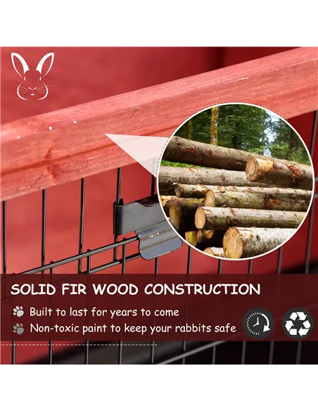 Pawhut Two-Tier Double Decker Wooden Guinea Pigs Hutches Pet Cage 136.4Lx50Wx93H cm-Brown/White