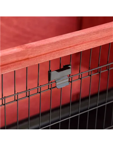 Pawhut Two-Tier Double Decker Wooden Guinea Pigs Hutches Pet Cage 136.4Lx50Wx93H cm-Brown/White