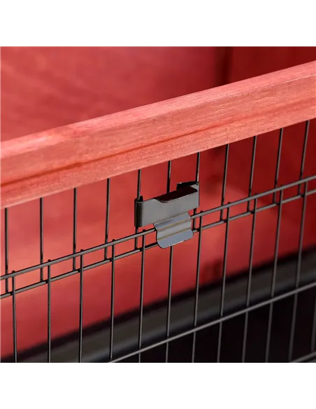 Pawhut Two-Tier Double Decker Wooden Guinea Pigs Hutches Pet Cage 136.4Lx50Wx93H cm-Brown/White