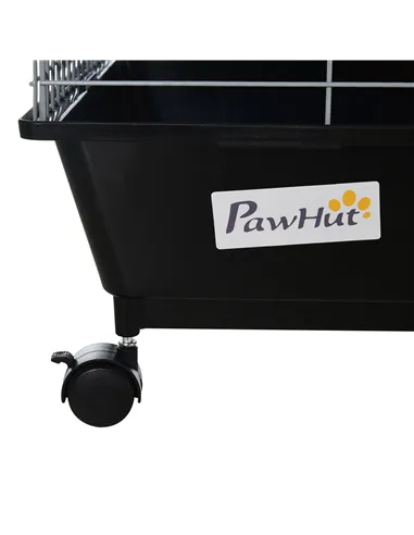 PawHut Steel Small 2-Tier Small Guinea Pigs Hutches w/ Accessories Blue/Orange