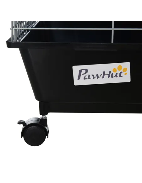 PawHut Steel Small 2-Tier Small Guinea Pigs Hutches w/ Accessories Blue/Orange