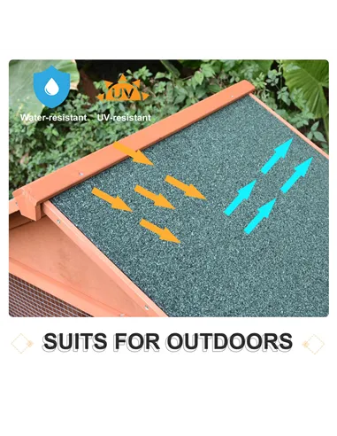 PawHut Small Animal Two-Level Fir Wood Guinea Pigs Hutches w/ Slide Out Tray Red/Brown