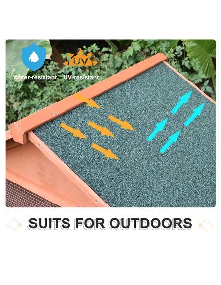 PawHut Small Animal Two-Level Fir Wood Guinea Pigs Hutches w/ Slide Out Tray Red/Brown