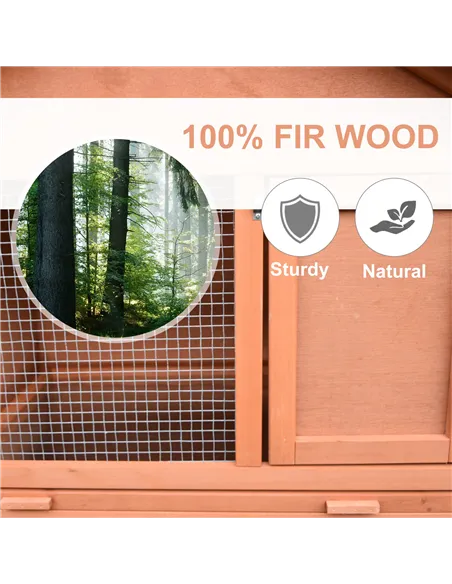 PawHut Small Animal Two-Level Fir Wood Guinea Pigs Hutches w/ Slide Out Tray Red/Brown