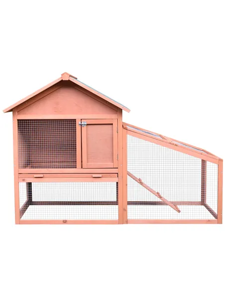 PawHut Small Animal Two-Level Fir Wood Guinea Pigs Hutches w/ Slide Out Tray Red/Brown