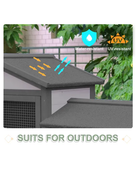 PawHut Small Animal Two-Level Fir Wood Guinea Pigs Hutches w/ Ramp Burnt Yellow