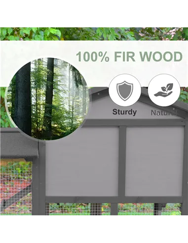 PawHut Small Animal Two-Level Fir Wood Guinea Pigs Hutches w/ Ramp Burnt Yellow