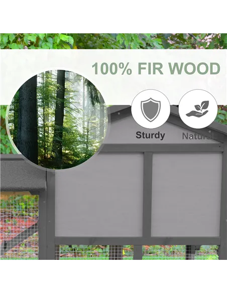 PawHut Small Animal Two-Level Fir Wood Guinea Pigs Hutches w/ Ramp Burnt Yellow