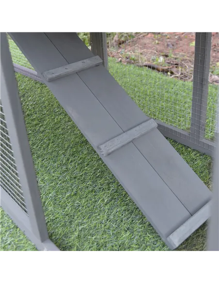 PawHut Small Animal Two-Level Fir Wood Guinea Pigs Hutches w/ Ramp Burnt Yellow