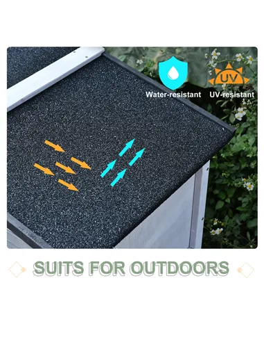 PawHut Small Animal Two-Level Fir Wood Guinea Pigs Hutches w/ Ramp Burnt Grey