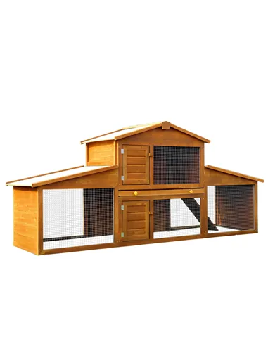 PawHut Small Animal Deluxe XXL Fir Wood 2-Tier Guinea Pigs Hutches Natural Wood Tone