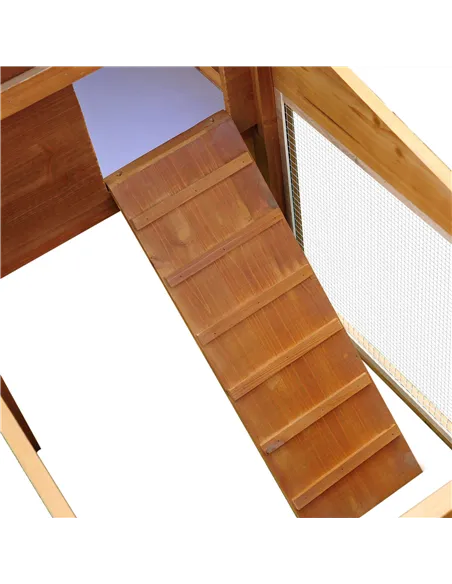 PawHut Small Animal Deluxe XXL Fir Wood 2-Tier Guinea Pigs Hutches Natural Wood Tone