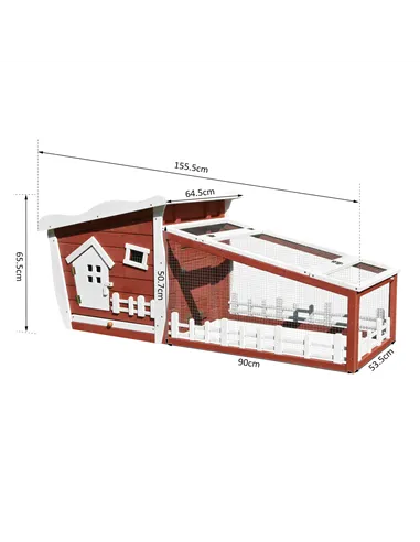 PawHut Rabbits Outdoor Fir Wood Guinea Pigs Hutches w/ Ramp Wine-Brown
