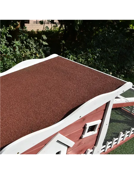 PawHut Rabbits Outdoor Fir Wood Guinea Pigs Hutches w/ Ramp Wine-Brown