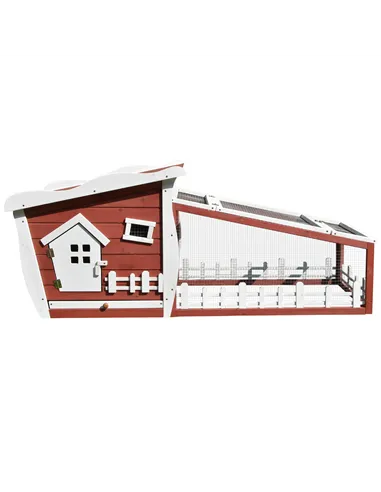 PawHut Rabbits Outdoor Fir Wood Guinea Pigs Hutches w/ Ramp Wine-Brown