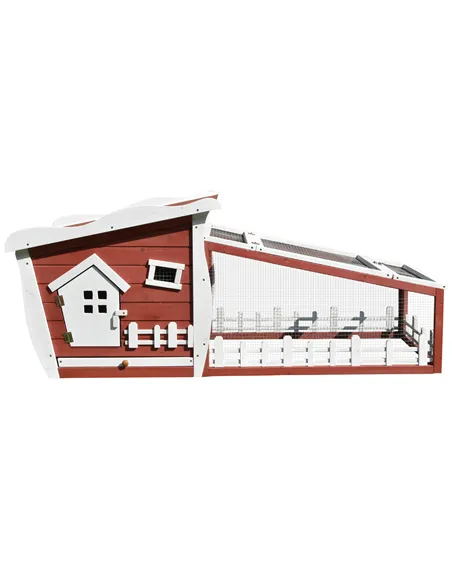 PawHut Rabbits Outdoor Fir Wood Guinea Pigs Hutches w/ Ramp Wine-Brown