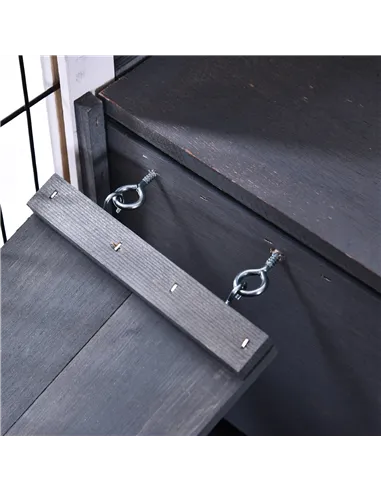 PawHut Rabbits Indoor Fir Wood Lift-Top Hutch Guinea Pigs Hutches-Grey and White