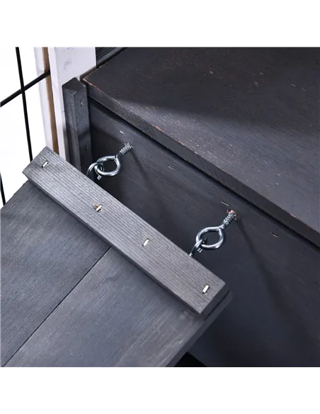 PawHut Rabbits Indoor Fir Wood Lift-Top Hutch Guinea Pigs Hutches-Grey and White