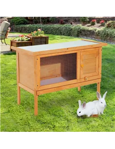 Pawhut Guinea Pigs Hutches,90Lx45Wx65H cm-Fir Wood 2