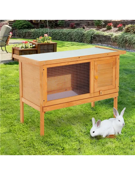 Pawhut Guinea Pigs Hutches,90Lx45Wx65H cm-Fir Wood