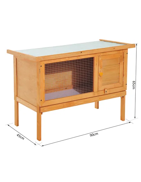 Pawhut Guinea Pigs Hutches,90Lx45Wx65H cm-Fir Wood
