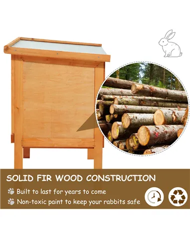 Pawhut Guinea Pigs Hutches,90Lx45Wx65H cm-Fir Wood