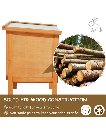 Pawhut Guinea Pigs Hutches,90Lx45Wx65H cm-Fir Wood