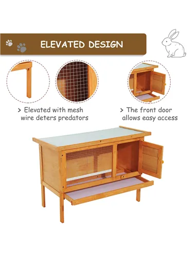 Pawhut Guinea Pigs Hutches,90Lx45Wx65H cm-Fir Wood