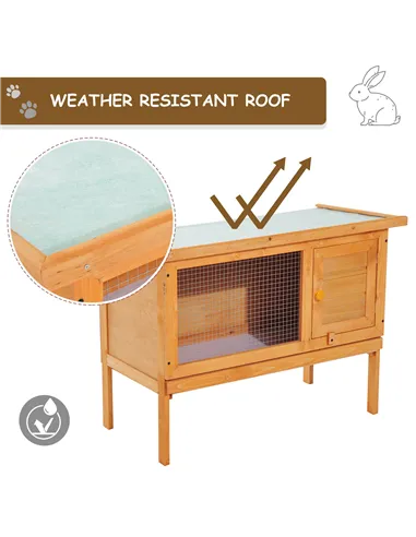 Pawhut Guinea Pigs Hutches,90Lx45Wx65H cm-Fir Wood