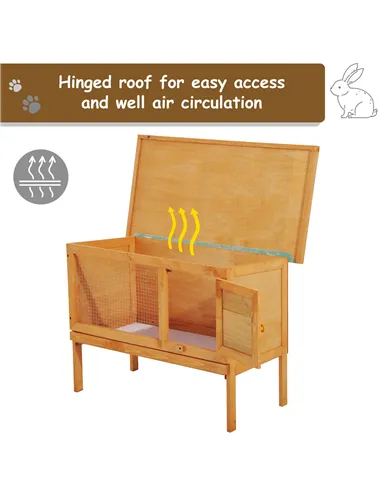 Pawhut Guinea Pigs Hutches,90Lx45Wx65H cm-Fir Wood