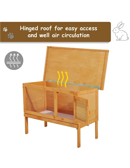 Pawhut Guinea Pigs Hutches,90Lx45Wx65H cm-Fir Wood