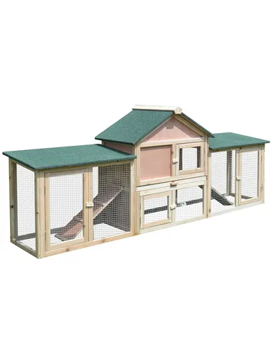 PawHut Guinea Pigs Hutches, 210Lx45.5Wx84.5H cm, Fir Wood-Natural Wood Colour
