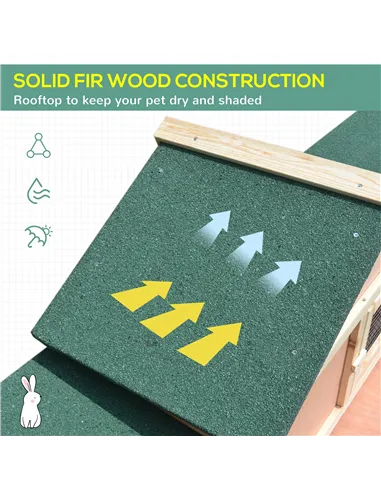 PawHut Guinea Pigs Hutches, 210Lx45.5Wx84.5H cm, Fir Wood-Natural Wood Colour