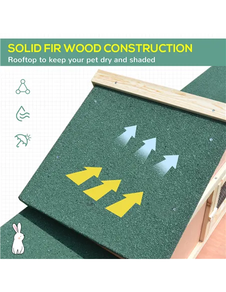 PawHut Guinea Pigs Hutches, 210Lx45.5Wx84.5H cm, Fir Wood-Natural Wood Colour