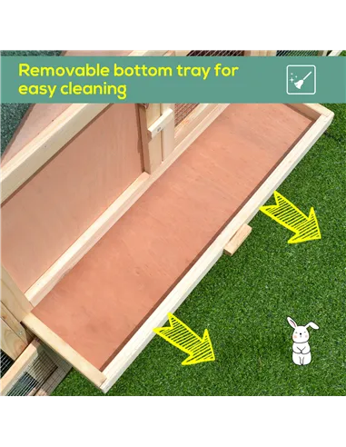 PawHut Guinea Pigs Hutches, 210Lx45.5Wx84.5H cm, Fir Wood-Natural Wood Colour