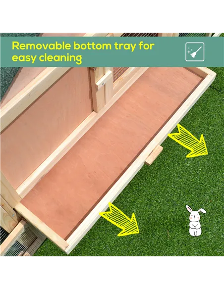 PawHut Guinea Pigs Hutches, 210Lx45.5Wx84.5H cm, Fir Wood-Natural Wood Colour