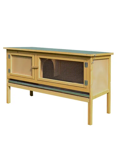 PawHut Guinea Pigs Hutches, 115Lx44.3Wx65H cm, Fir Wood-Yellow/Green