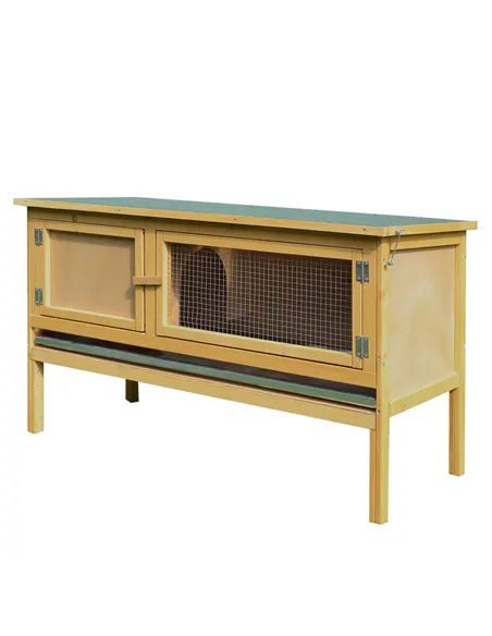 PawHut Guinea Pigs Hutches, 115Lx44.3Wx65H cm, Fir Wood-Yellow/Green
