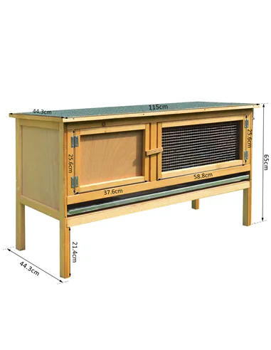 PawHut Guinea Pigs Hutches, 115Lx44.3Wx65H cm, Fir Wood-Yellow/Green