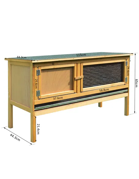 PawHut Guinea Pigs Hutches, 115Lx44.3Wx65H cm, Fir Wood-Yellow/Green