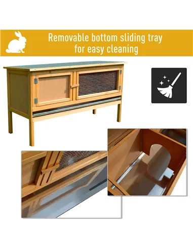 PawHut Guinea Pigs Hutches, 115Lx44.3Wx65H cm, Fir Wood-Yellow/Green