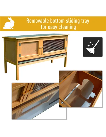 PawHut Guinea Pigs Hutches, 115Lx44.3Wx65H cm, Fir Wood-Yellow/Green