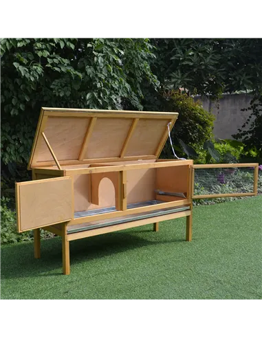 PawHut Guinea Pigs Hutches, 115Lx44.3Wx65H cm, Fir Wood-Yellow/Green