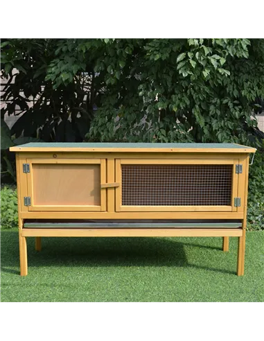 PawHut Guinea Pigs Hutches, 115Lx44.3Wx65H cm, Fir Wood-Yellow/Green