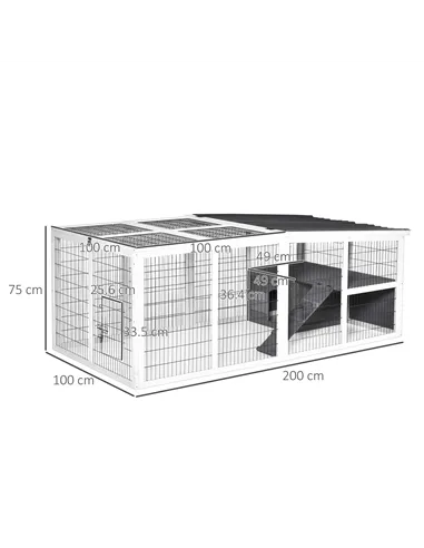PawHut Guinea Pigs Hutches Wooden Small Rabbits Hutches Pet Run Cover Indoor Outdoor, Grey